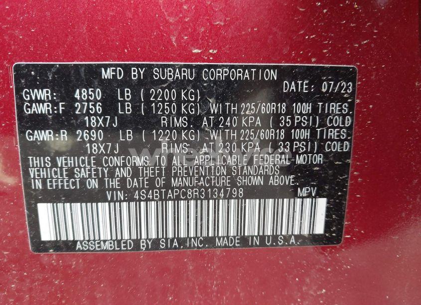 Photo 9 of 2024 Subaru Outback TOURING (VIN 4S4BTAPC8R3134798)