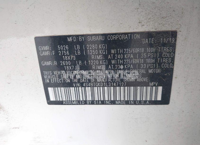 Photo 9 of 2020 Subaru Outback ONYX EDITION XT (VIN 4S4BTGKD1L3147127)