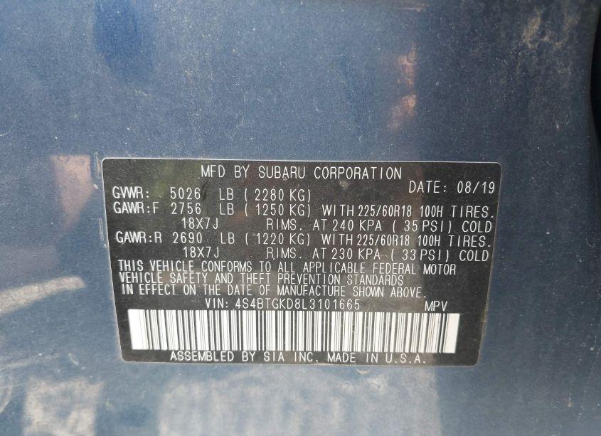 Photo 9 of 2020 Subaru Outback ONYX EDITION XT (VIN 4S4BTGKD8L3101665)