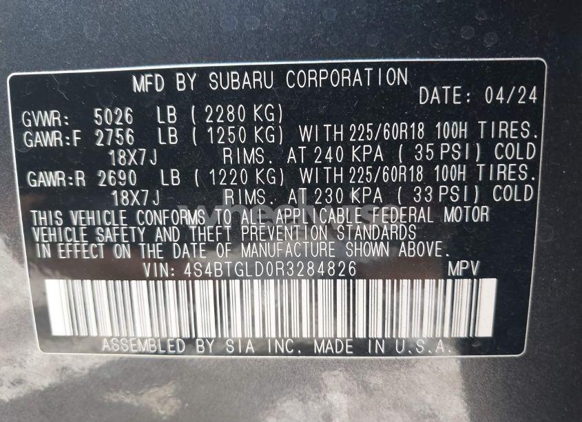 Photo 9 of 2024 Subaru Outback ONYX EDITION XT (VIN 4S4BTGLD0R3284826)