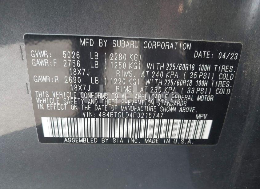 Photo 9 of 2023 Subaru Outback ONYX EDITION XT (VIN 4S4BTGLD4P3215747)