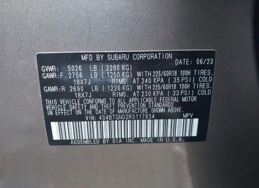 Photo 9 of 2024 Subaru Outback LIMITED XT (VIN 4S4BTGND2R3117834)