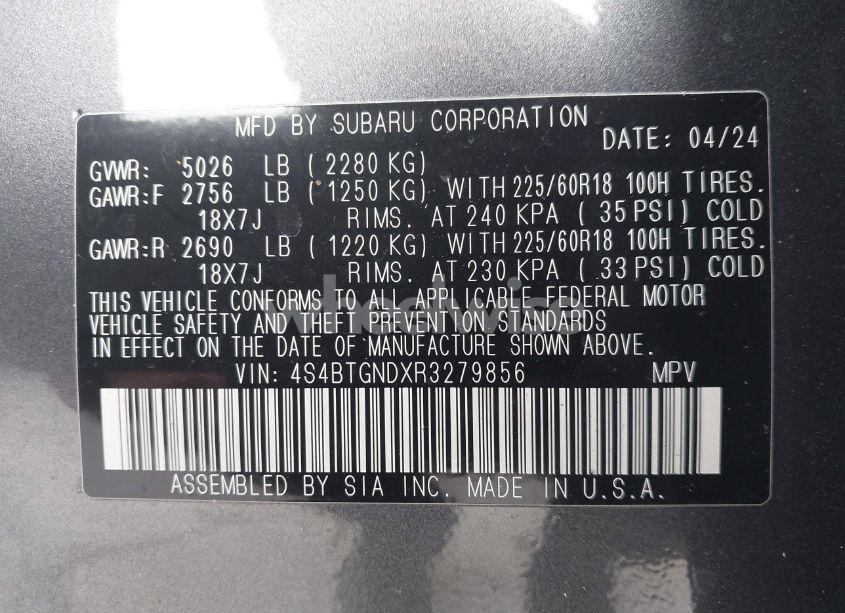 Photo 9 of 2024 Subaru Outback LIMITED XT (VIN 4S4BTGNDXR3279856)