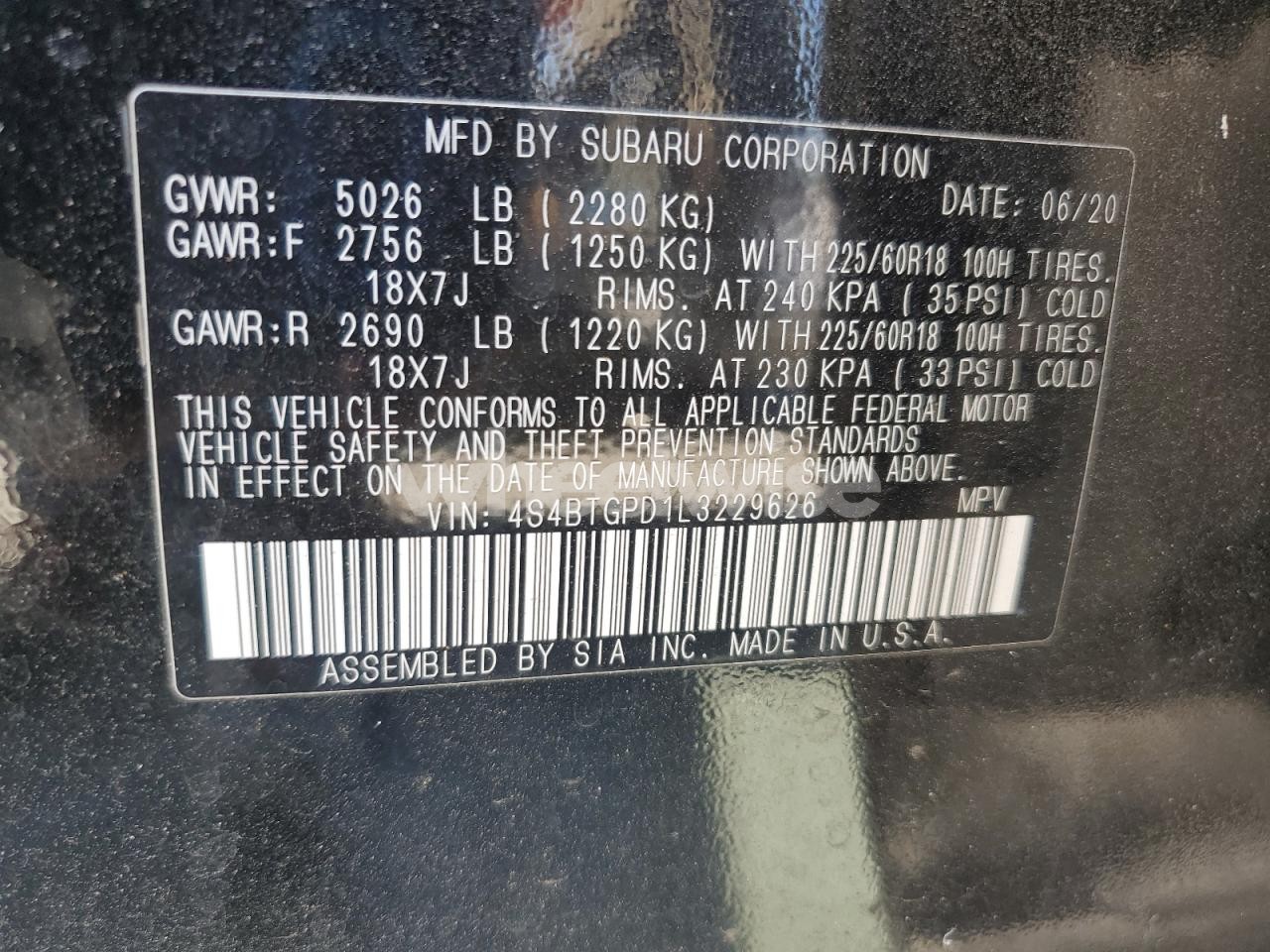 Photo 13 of 2020 SUBARU OUTBACK TOURING LDL (VIN 4S4BTGPD1L3229626)