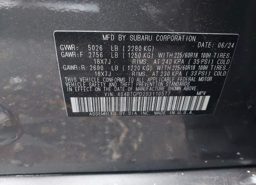 Photo 9 of 2025 Subaru Outback TOURING XT (VIN 4S4BTGPD2S3110577)