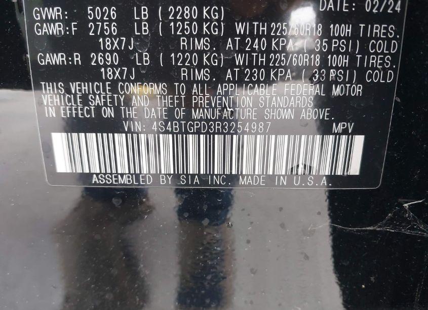 Photo 9 of 2024 Subaru Outback TOURING XT (VIN 4S4BTGPD3R3254987)