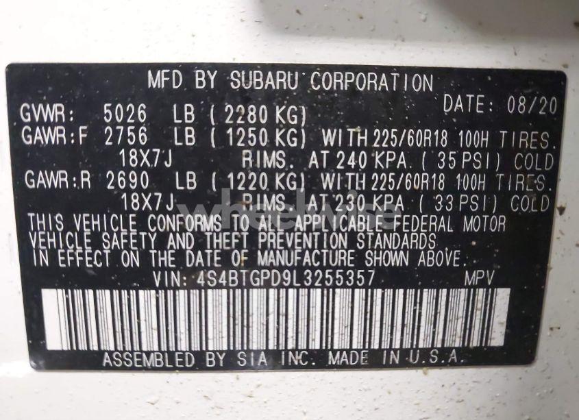 Photo 9 of 2020 Subaru Outback TOURING XT (VIN 4S4BTGPD9L3255357)