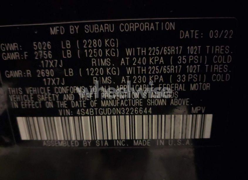 Photo 9 of 2022 Subaru Outback WILDERNESS (VIN 4S4BTGUD0N3226644)