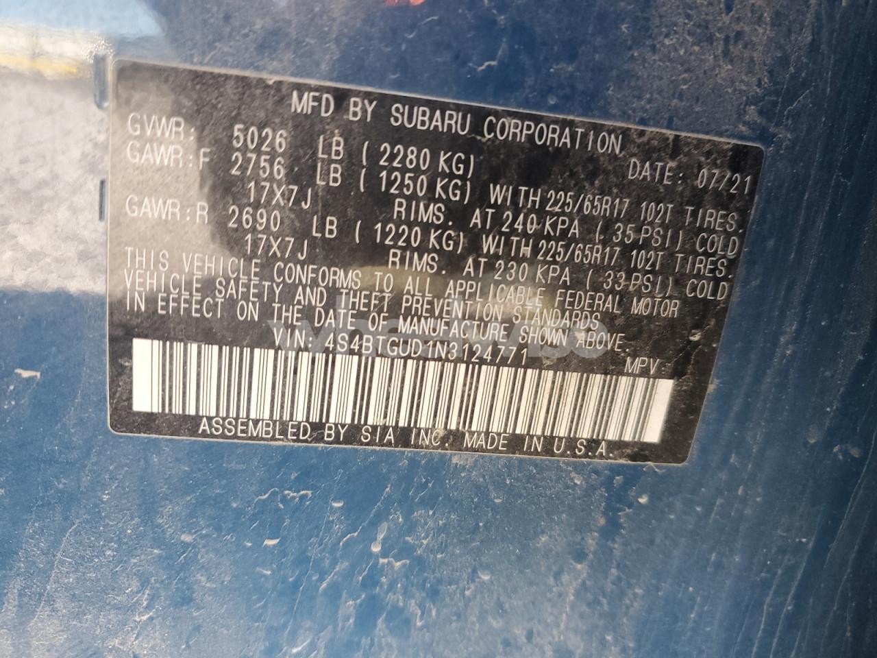 Photo 13 of 2022 SUBARU OUTBACK WILDERNESS (VIN 4S4BTGUD1N3124771)