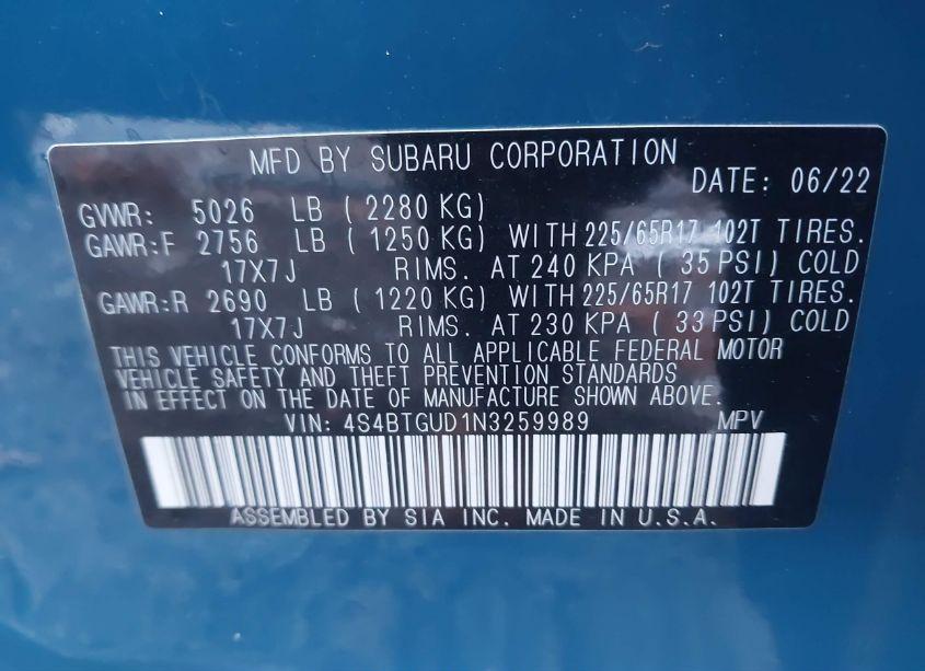 Photo 9 of 2022 Subaru Outback WILDERNESS (VIN 4S4BTGUD1N3259989)