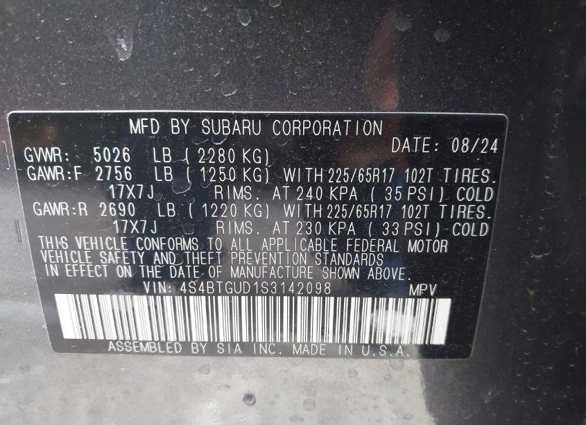 Photo 9 of 2025 Subaru Outback WILDERNESS (VIN 4S4BTGUD1S3142098)