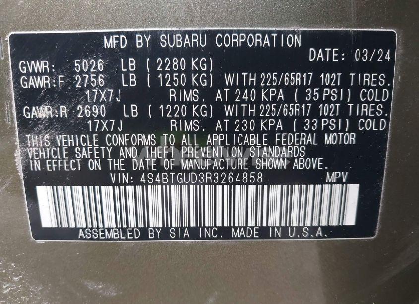 Photo 9 of 2024 Subaru Outback WILDERNESS (VIN 4S4BTGUD3R3264858)