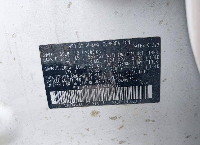 Photo 9 of 2022 Subaru Outback WILDERNESS (VIN 4S4BTGUD4N3195527)