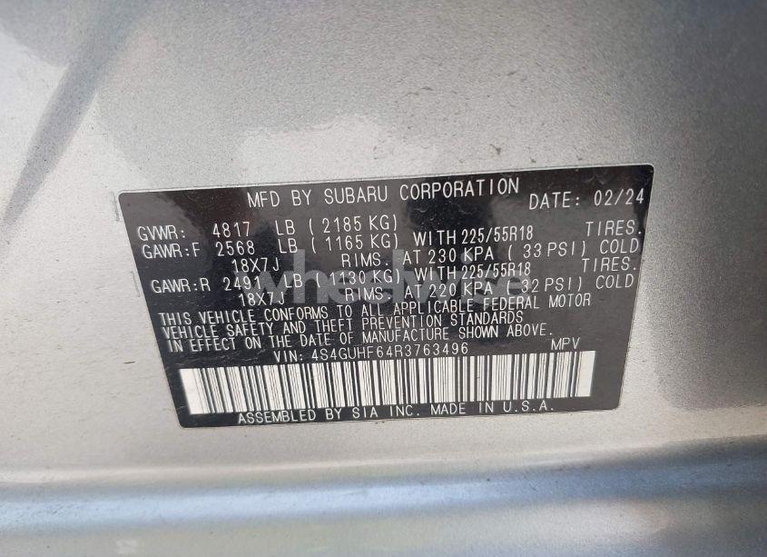 Photo 9 of 2024 Subaru Crosstrek SPORT (VIN 4S4GUHF64R3763496)