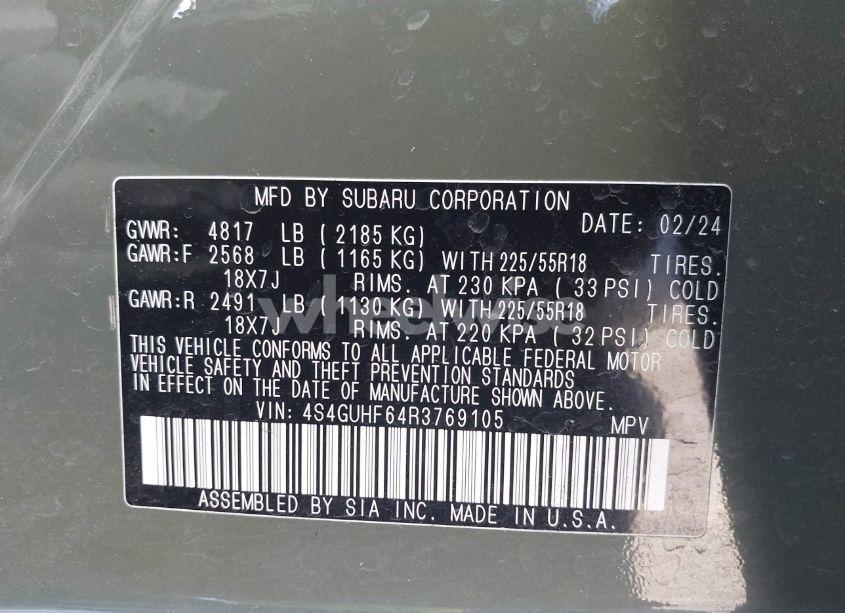 Photo 9 of 2024 Subaru Crosstrek SPORT (VIN 4S4GUHF64R3769105)