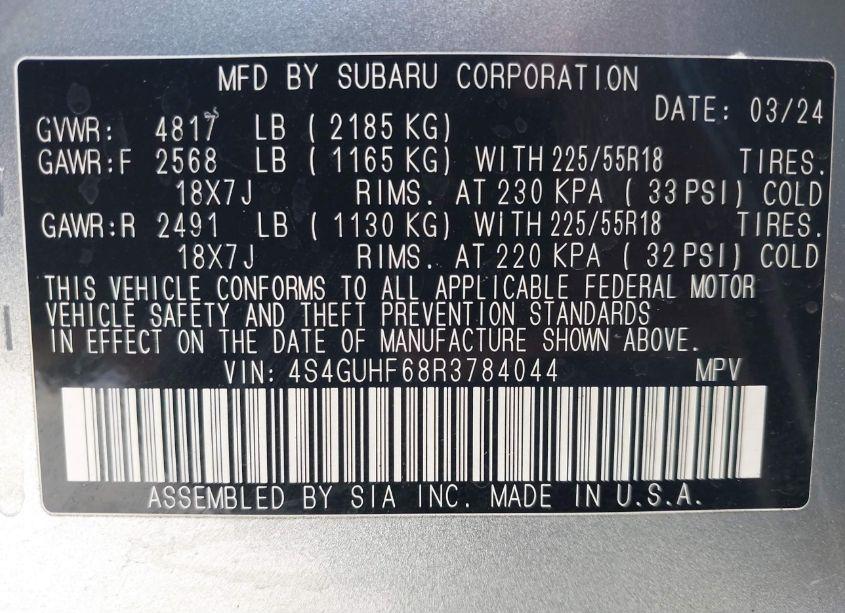 Photo 9 of 2024 Subaru Crosstrek SPORT (VIN 4S4GUHF68R3784044)