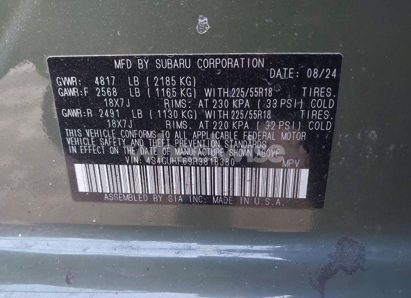 Photo 9 of 2024 Subaru Crosstrek SPORT (VIN 4S4GUHF69R3818380)