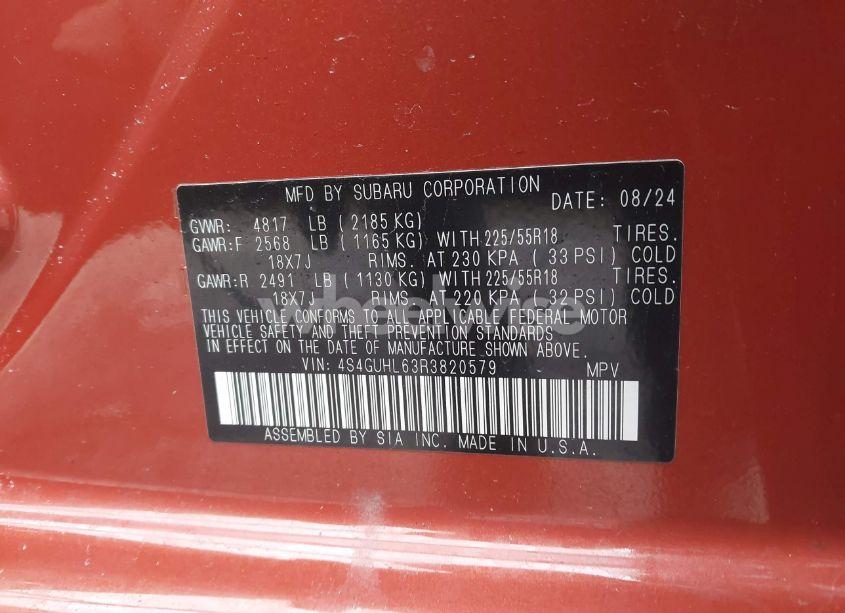 Photo 9 of 2024 Subaru Crosstrek LIMITED (VIN 4S4GUHL63R3820579)