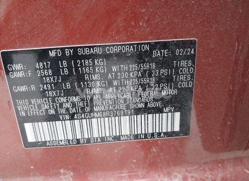 Photo 9 of 2024 Subaru Crosstrek LIMITED (VIN 4S4GUHM68R3769191)