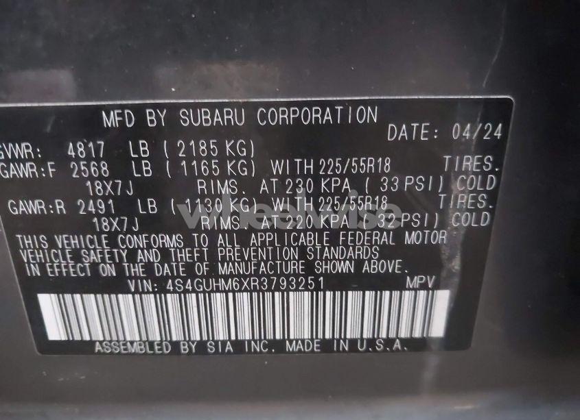 Photo 9 of 2024 Subaru Crosstrek LIMITED (VIN 4S4GUHM6XR3793251)