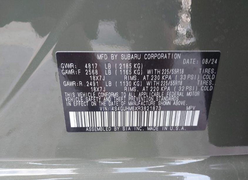 Photo 9 of 2024 Subaru Crosstrek LIMITED (VIN 4S4GUHM6XR3821873)