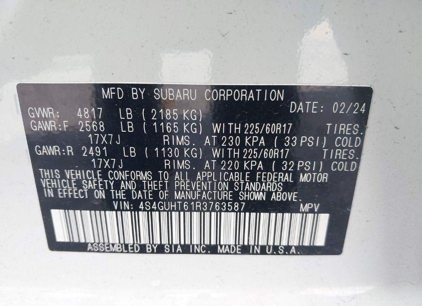 Photo 9 of 2024 Subaru Crosstrek WILDERNESS (VIN 4S4GUHT61R3763587)