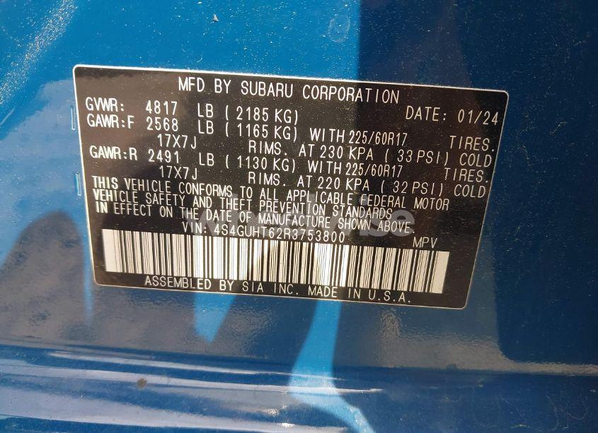 Photo 9 of 2024 Subaru Crosstrek WILDERNESS (VIN 4S4GUHT62R3753800)