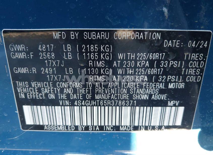 Photo 9 of 2024 Subaru Crosstrek WILDERNESS (VIN 4S4GUHT65R3786371)