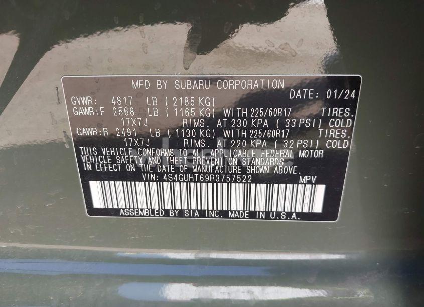 Photo 9 of 2024 Subaru Crosstrek WILDERNESS (VIN 4S4GUHT69R3757522)