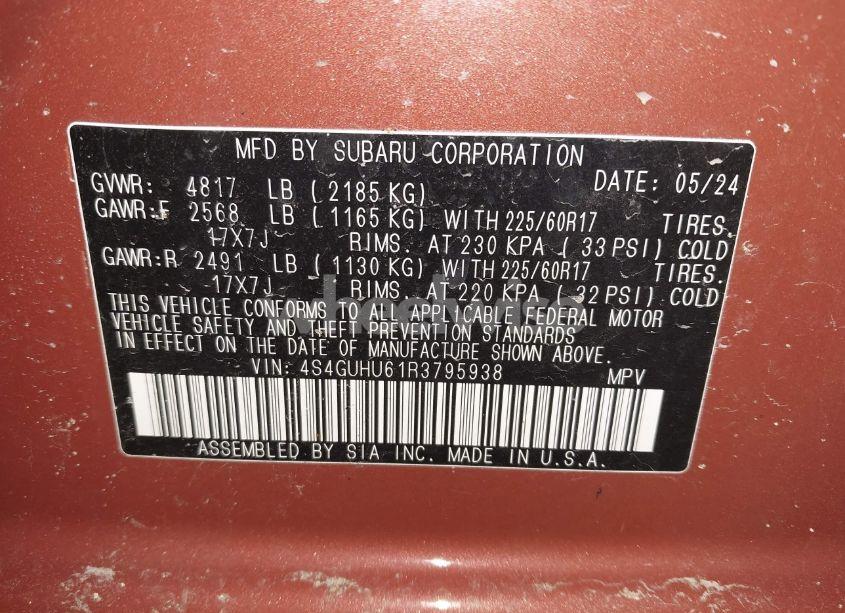 Photo 9 of 2024 Subaru Crosstrek WILDERNESS (VIN 4S4GUHU61R3795938)