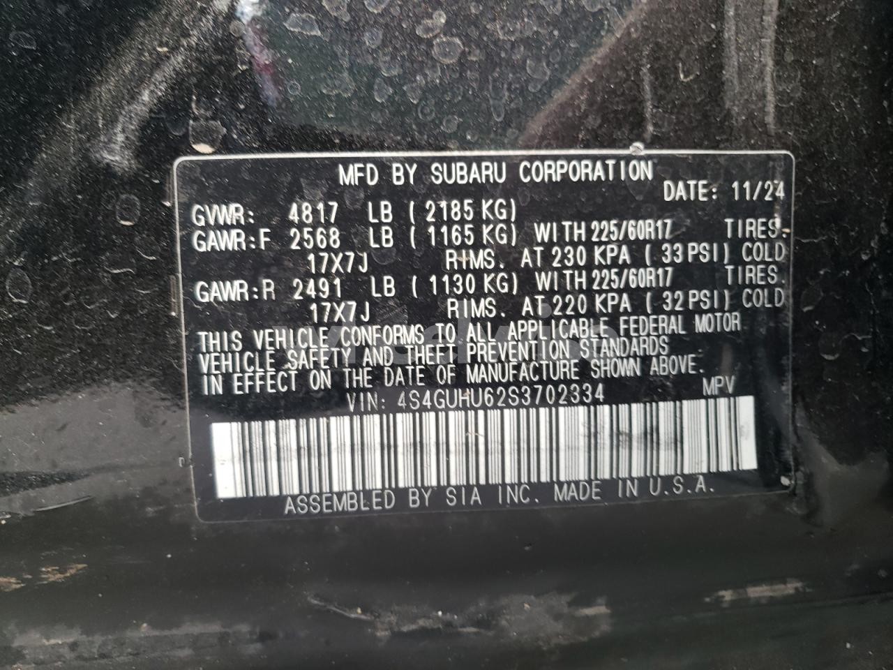 Photo 13 of 2025 SUBARU CROSSTREK WILDERNESS (VIN 4S4GUHU62S3702334)