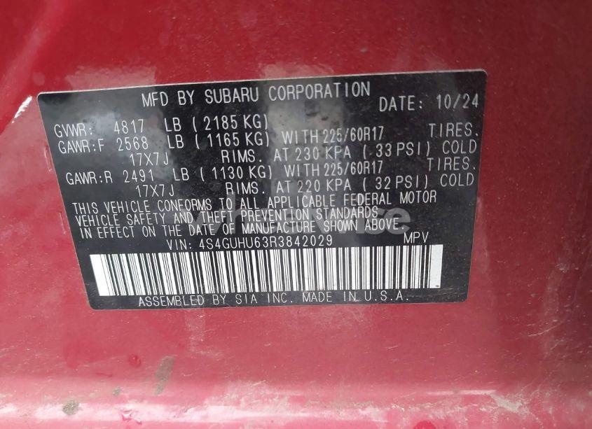 Photo 9 of 2024 Subaru Crosstrek WILDERNESS (VIN 4S4GUHU63R3842029)