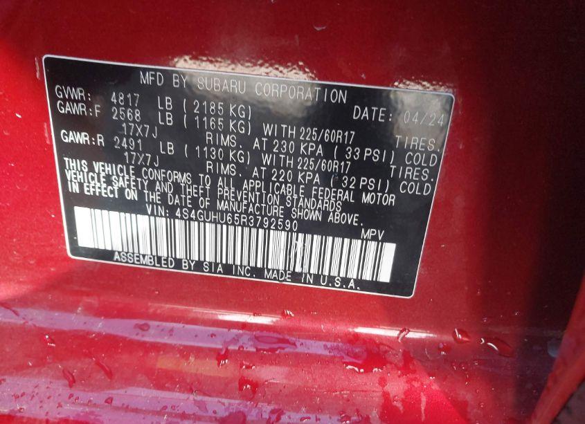 Photo 9 of 2024 Subaru Crosstrek WILDERNESS (VIN 4S4GUHU65R3792590)