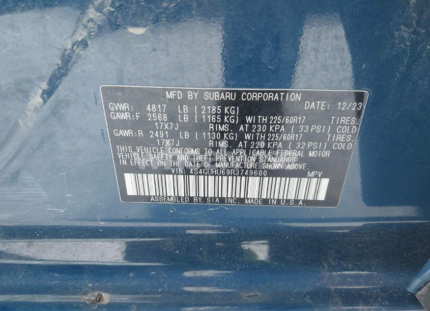 Photo 9 of 2024 Subaru Crosstrek WILDERNESS (VIN 4S4GUHU69R3749600)