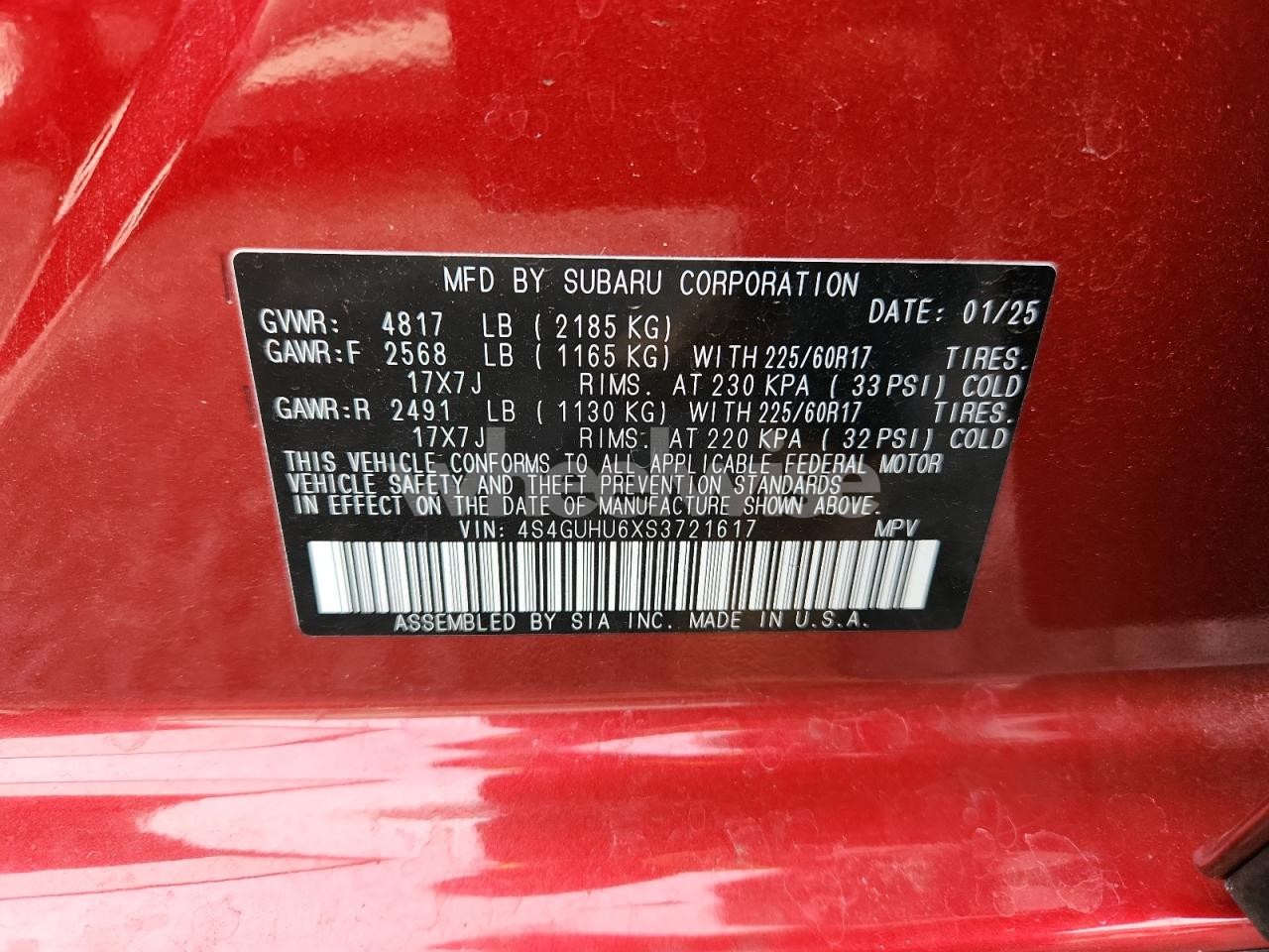 Photo 12 of 2025 SUBARU CROSSTREK WILDERNESS (VIN 4S4GUHU6XS3721617)