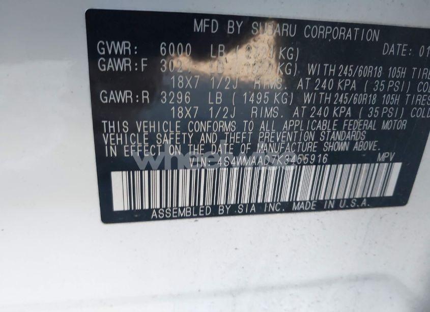 Photo 9 of 2019 Subaru Ascent (VIN 4S4WMAAD7K3455916)