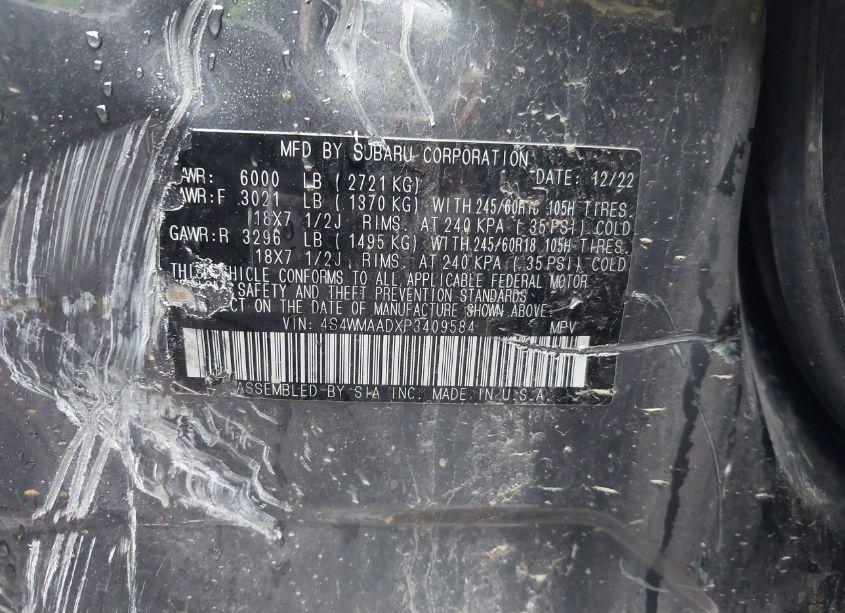 Photo 9 of 2023 Subaru Ascent BASE 8-PASSENGER (VIN 4S4WMAADXP3409584)