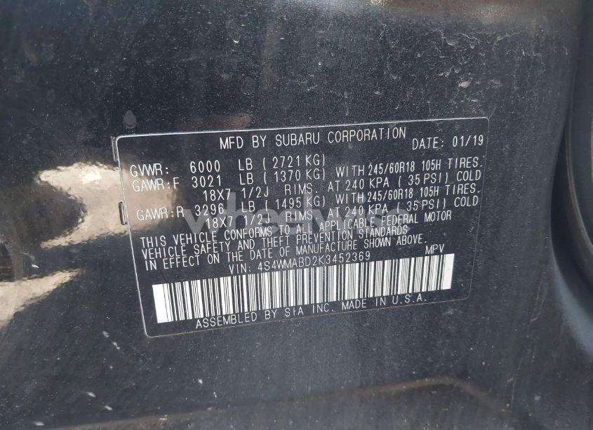 Photo 9 of 2019 Subaru Ascent PREMIUM (VIN 4S4WMABD2K3452369)