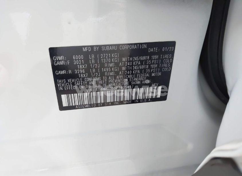 Photo 9 of 2023 Subaru Ascent PREMIUM 8-PASSENGER (VIN 4S4WMACD5P3415497)