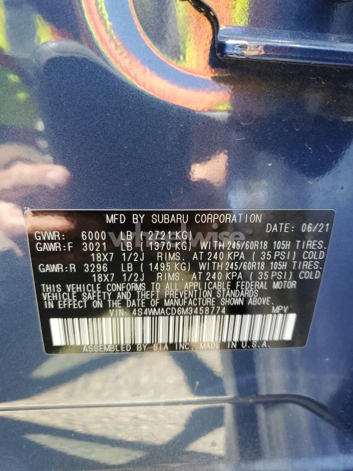 Photo 14 of 2021 SUBARU ASCENT PREMIUM (VIN 4S4WMACD6M3458774)