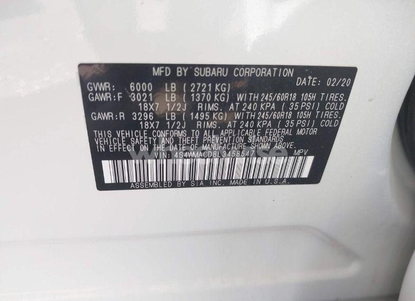 Photo 9 of 2020 Subaru Ascent PREMIUM (VIN 4S4WMACD8L3458547)