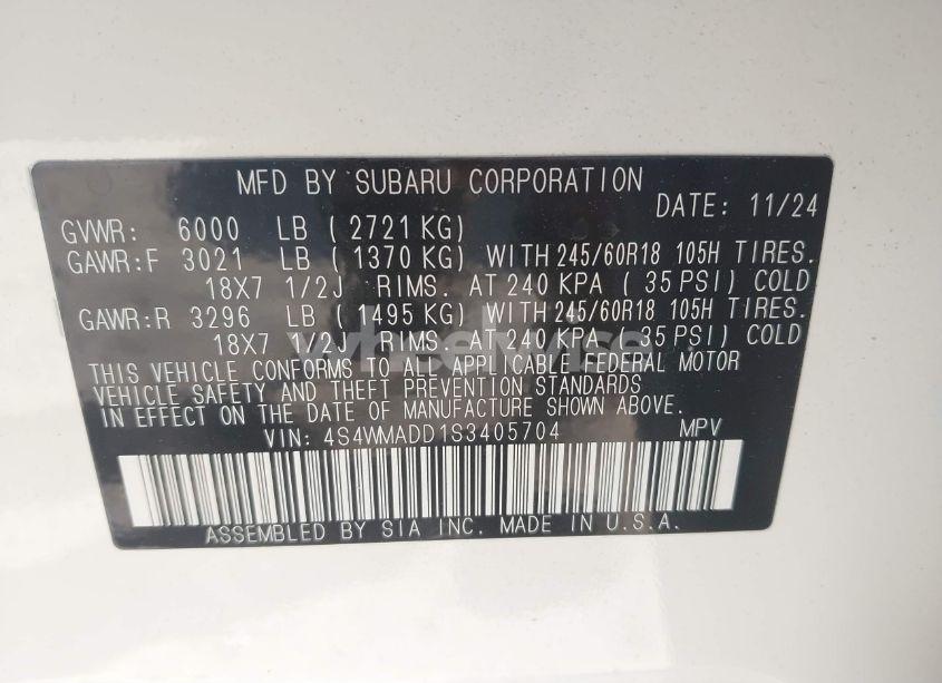 Photo 9 of 2025 Subaru Ascent PREMIUM 7-PASSENGER (VIN 4S4WMADD1S3405704)