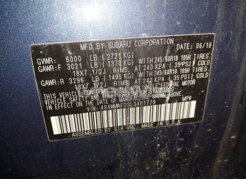 Photo 9 of 2020 Subaru Ascent PREMIUM (VIN 4S4WMAFD3L3401779)