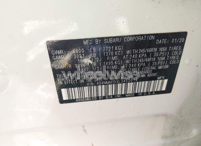 Photo 9 of 2020 Subaru Ascent PREMIUM (VIN 4S4WMAFD3L3452019)