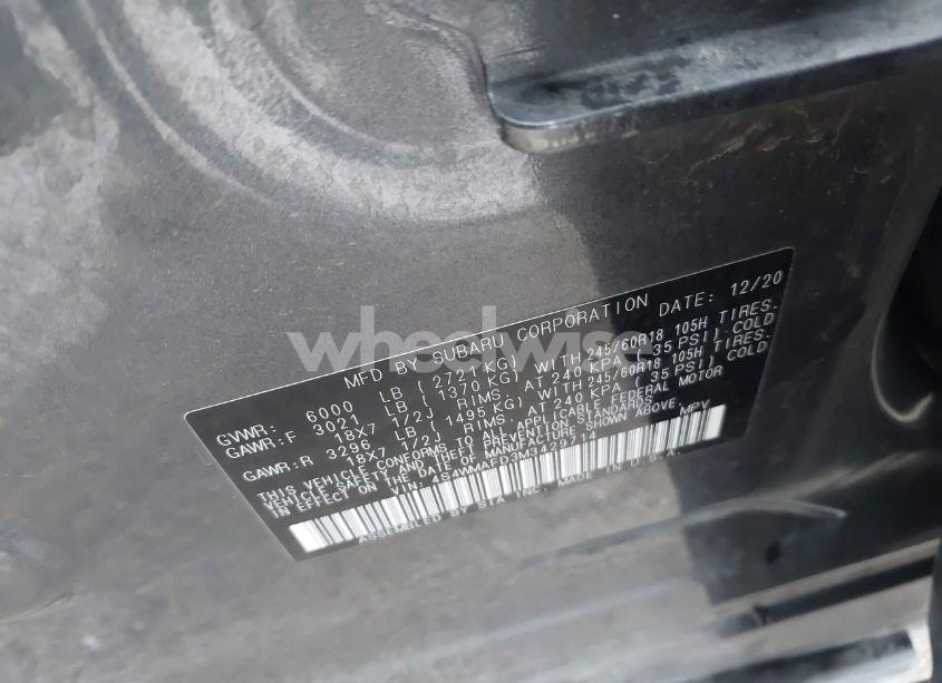 Photo 9 of 2021 Subaru Ascent PREMIUM (VIN 4S4WMAFD3M3429714)