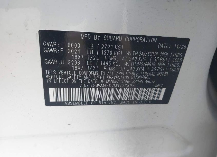 Photo 9 of 2021 Subaru Ascent PREMIUM (VIN 4S4WMAFD7M3423897)