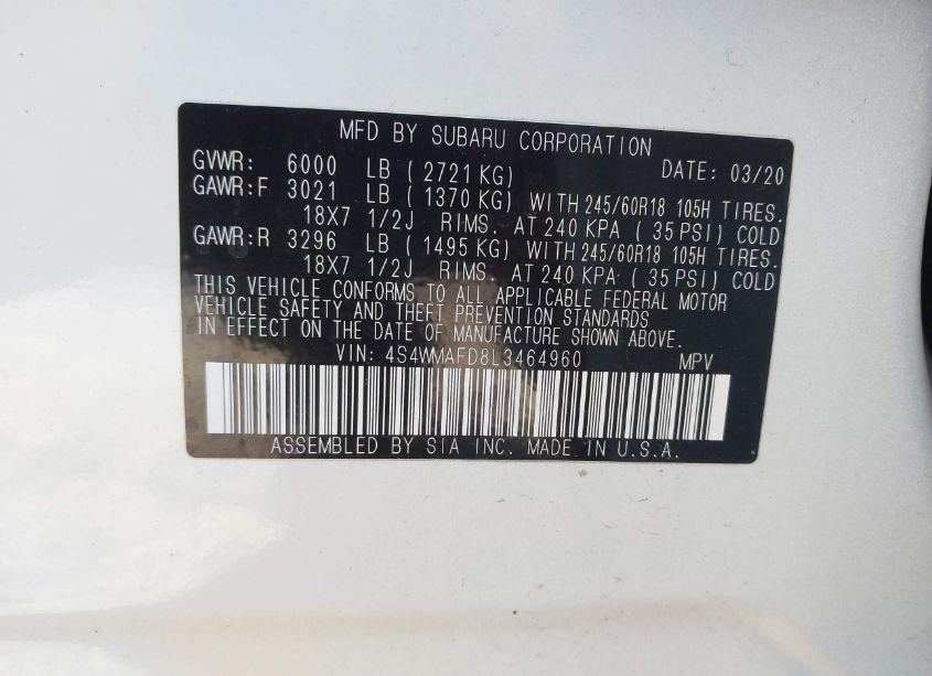 Photo 9 of 2020 Subaru Ascent PREMIUM (VIN 4S4WMAFD8L3464960)