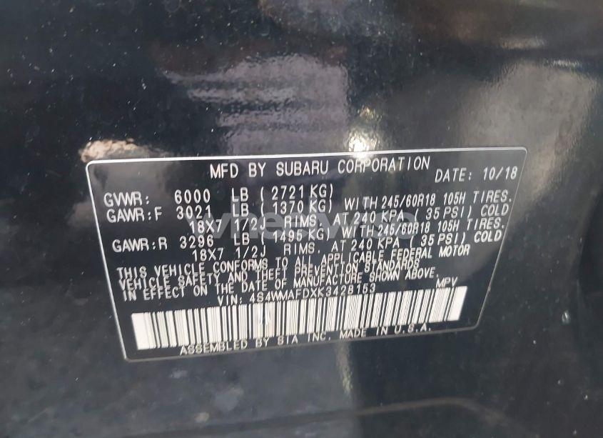 Photo 9 of 2019 Subaru Ascent PREMIUM (VIN 4S4WMAFDXK3428153)