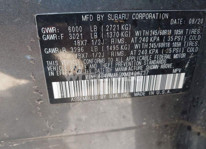 Photo 9 of 2021 Subaru Ascent PREMIUM (VIN 4S4WMAFDXM3406737)