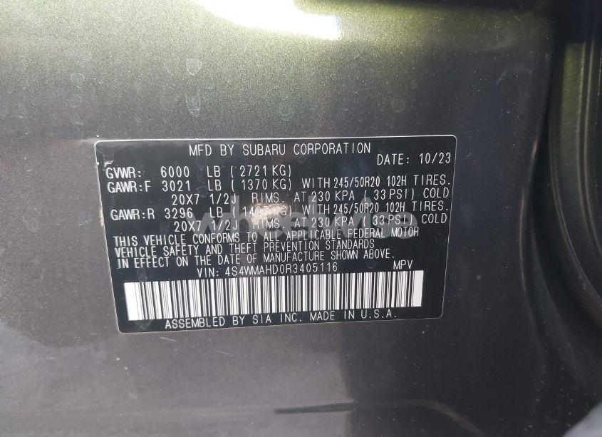 Photo 9 of 2024 Subaru Ascent ONYX EDITION 7-PASSENGER (VIN 4S4WMAHD0R3405116)